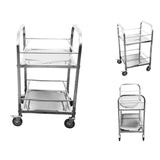 2 Tier Stainless Steel Square Tube Drink Wine Food Utility Cart 500x500x950