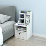 Imperial Tall Bedside Table with Drawer and Shelf (White)
