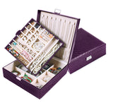Deluxe Crocodile Leather Look Jewellery Box Storage Case Organiser (Purple)