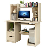 Expert Computer Desk Workstation with Shelf & Cabinet (White Oak)