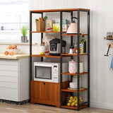 4-level Combination Organizer Double Cabinet Kitchen Storage Shelf (Oak)