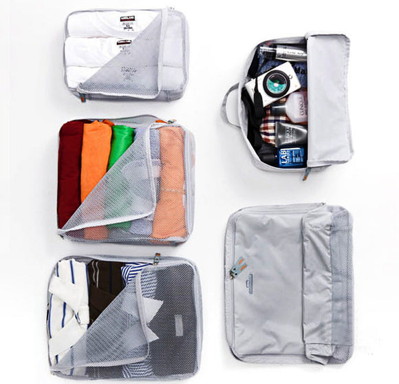 5 PCS Bags In Bag Foldable Travel Organizer Set (Grey)