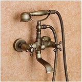 Shower Faucet / Bathtub Faucet - Antique Antique Brass Tub And Shower Ceramic Valve Bath Shower Mixer Taps / Two Handles Two Holes