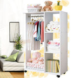 Wardrobe Shelf Closet Cupboard with Hanging Rack (WHITE)