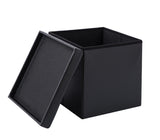 50L PU Leather Ottoman Foldable Storage Stool (Black)