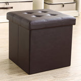 50L PU Leather Ottoman Foldable Storage Stool (Dark Brown)