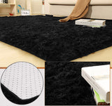 XL Extra Large Plush Luxury Shag Rug Carpet Mat (Black, 200 x 300cm)