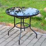Alfresco 80cm Round Mirrored Tempered Glass Table