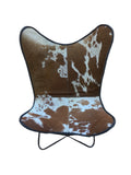 Handcrafted Vintage Retro Style Metal Frame Cowhide Leather Butterfly Chair New