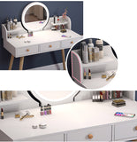 LED Luminous Princess Dresser Table with Mirror, Stool and Storage Drawers Set