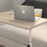 Impact Adjustable Portable Sofa Bed Side Table Laptop Desk with Wheels (White Oak)