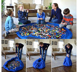 Large Toy & Lego Storage Bag & Playmate (Blue)