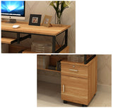 Prime Large Multi-function Computer Desk Workstation with Shelves & Cabinet (Oak)
