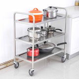 3 Tier Stainless Steel Kitchen Dinning Food Cart Trolley Utility Round 86x54x94cm Large