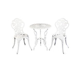 Outdoor Furniture Chairs Table 3pc Aluminium Bistro White