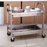 2 Tier Stainless Steel Kitchen Trolley Bowl Collect Service Food Cart 75×40×83cm Small