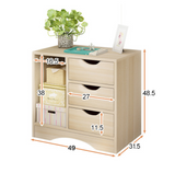 Zest 3 Drawer and Shelf Utility Side Table (Oak & White)