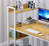 Edge Combination Workstation Computer Desk with Storage Shelves (Oak)