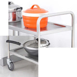 2 Tier Stainless Steel Kitchen Dining Food Cart Trolley Utility Size 95x50x95cm Large