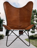 Flash Genuine Leather butterfly chair Solid Welded  Metal Frame