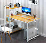 Edge Combination Workstation Computer Desk with Storage Shelves (White)