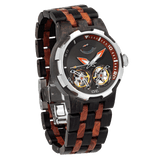 Men Dual Wheel Automatic Ebony & Rosewood Watch