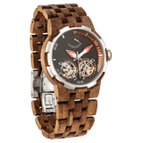 Men Dual Wheel Automatic Walnut Wood Watch