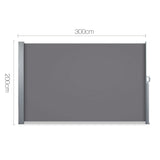 Instahut Retractable Side Awning Shade 2 x 3m - Grey