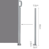 Instahut Retractable Side Awning Shade 2 x 3m - Grey