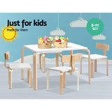 Keezi 5PCS Childrens Table and Chairs Set Kids Furniture Toy Dining White Desk