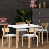 Keezi 5PCS Childrens Table and Chairs Set Kids Furniture Toy Dining White Desk