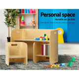 Keezi 3PC Kids Table and Chairs Set Toys Play Desk Children Shelf Storage Beige