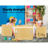 Keezi 3PC Kids Table and Chairs Set Toys Play Desk Children Shelf Storage Beige