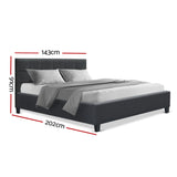 Bed Frame Double Size Base Mattress Platform Fabric Wooden Charcoal SOHO