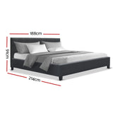 Bed Frame King Size Base Mattress Platform Fabric Wooden Charcoal SOHO