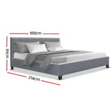 Bed Frame King Size Base Mattress Platform Fabric Wooden Grey SOHO