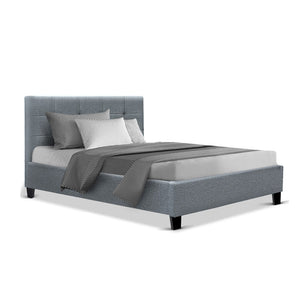 Bed Frame King Single Size Base Mattress Platform Fabric Wooden Grey SOHO