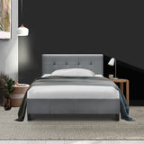 Bed Frame King Single Size Base Mattress Platform Fabric Wooden Grey SOHO