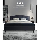Bed Frame Double Size Base Mattress Platform Fabric Wooden Charcoal LARS