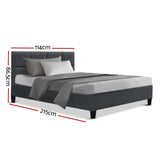 Bed Frame King Single Size Base Mattress Platform Fabric Wooden Charcoal TINO