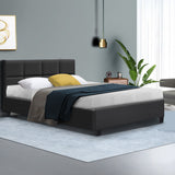 Bed Frame King Single Size Base Mattress Platform Fabric Wooden Charcoal TINO