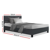 Bed Frame Single Size Base Mattress Platform Fabric Wooden Charcoal TINO