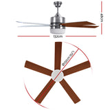 Devanti 52'' Ceiling Fan w/Light Wall Control 2-sided Blades