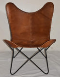 Flash Genuine Leather butterfly chair Solid Welded  Metal Frame