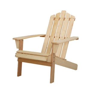 Gardeon Outdoor Sun Lounge Beach Chairs Table Setting Wooden Adirondack Patio Chair Light Wood Tone