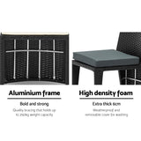 Gardeon 3 Piece PE Wicker Outdoor Table and Chair Set - Black