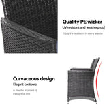 Gardeon 2 Seater Outdoor Wicker Bench - Black