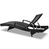 Gardeon Set of 2 Sun Lounge Outdoor Furniture Wicker Lounger Rattan Day Bed Garden Patio Black