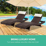 Gardeon Outdoor Wicker Sun Lounge - Brown