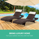 Gardeon Set of 2 Outdoor Wicker Sun Lounges - Brown